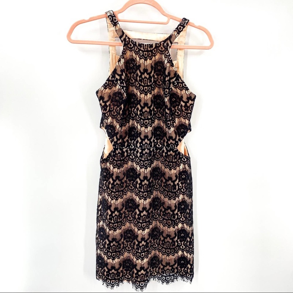 JAYGODFREY Black Lace Cutout Cocktail Dress